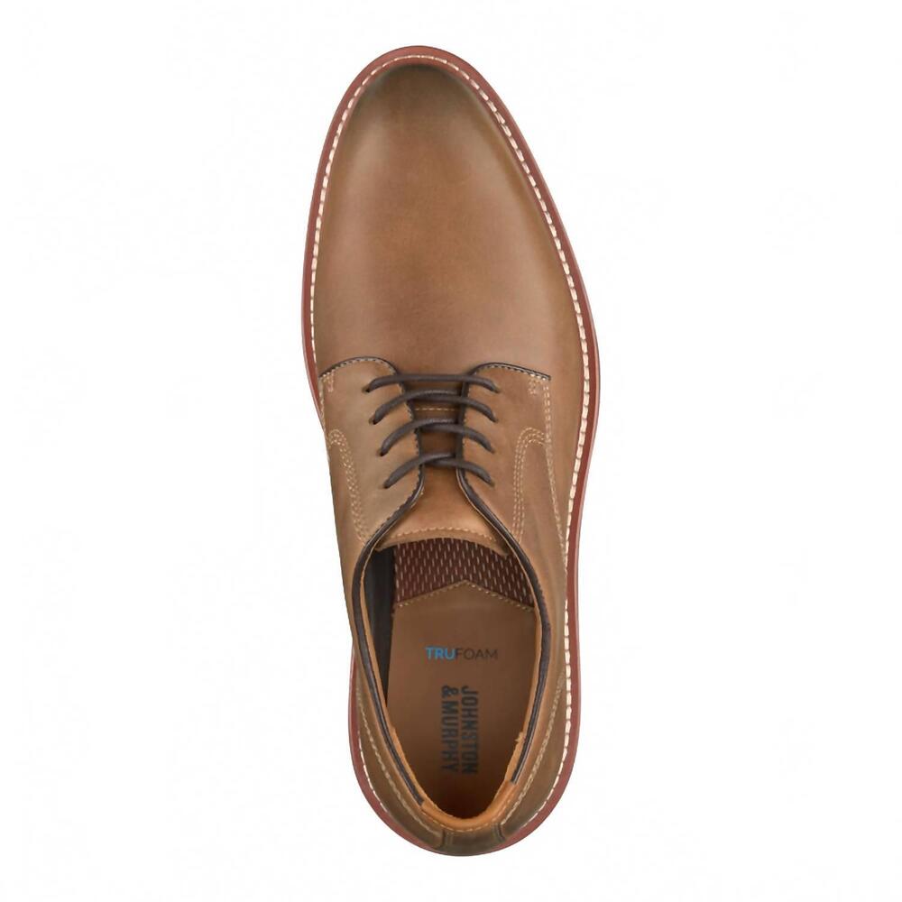 NEW JOHNSTON & MURPHY men's upton plaintoe shoe in tan oiled full grain - Picture 2 of 2